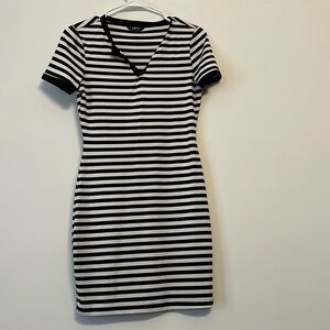 Short black-and-white striped dress